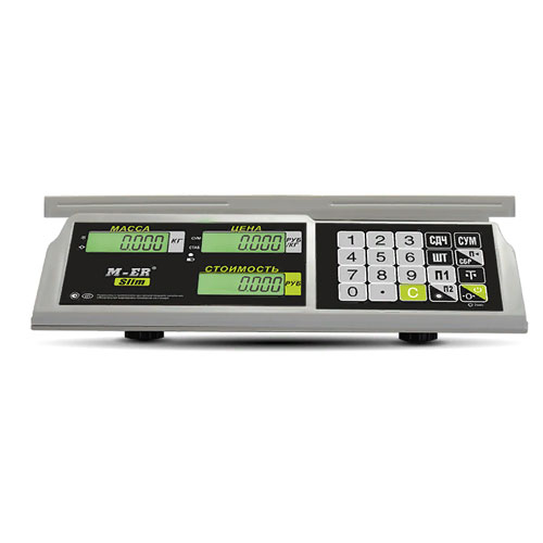 торговые настольные весы m-er 326ac-15.2 lcd slim белые Mertech (Меркурий)
